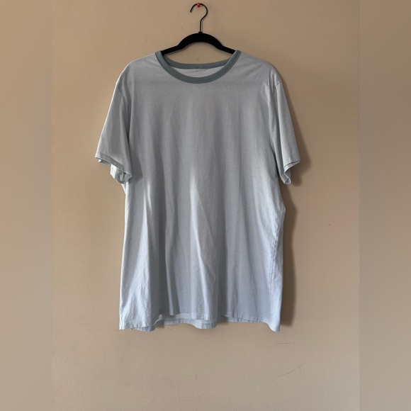 Lululemon The Fundamental T Size XL Short Sleeve, Blue/Gray & White Stripe EUC - Picture 1 of 7